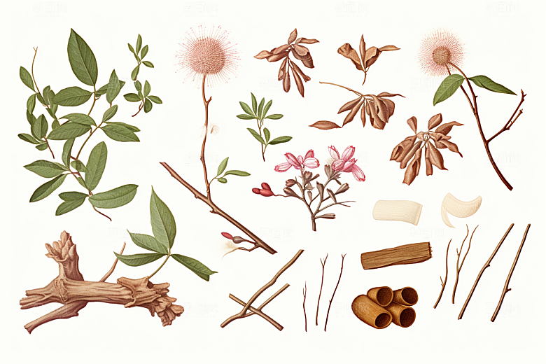 白术健康植物插画