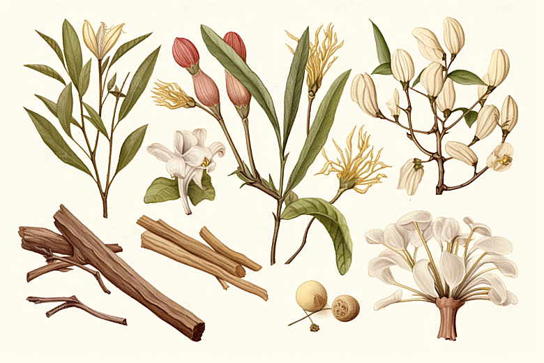 白术植物药方插画