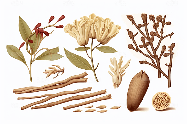 白术药方手绘插画