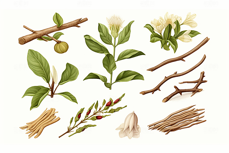 白术药方手绘插画