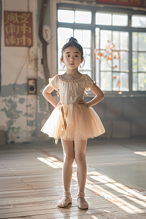 儿童芭蕾舞舞房肖像摄影图
