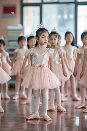 儿童芭蕾舞优雅基本功摄影图