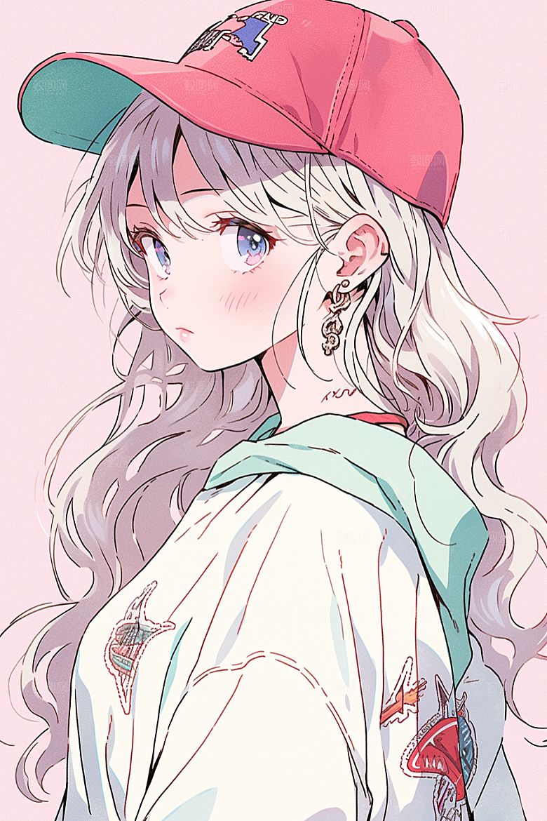 棒球帽人物阳光少年少女插画