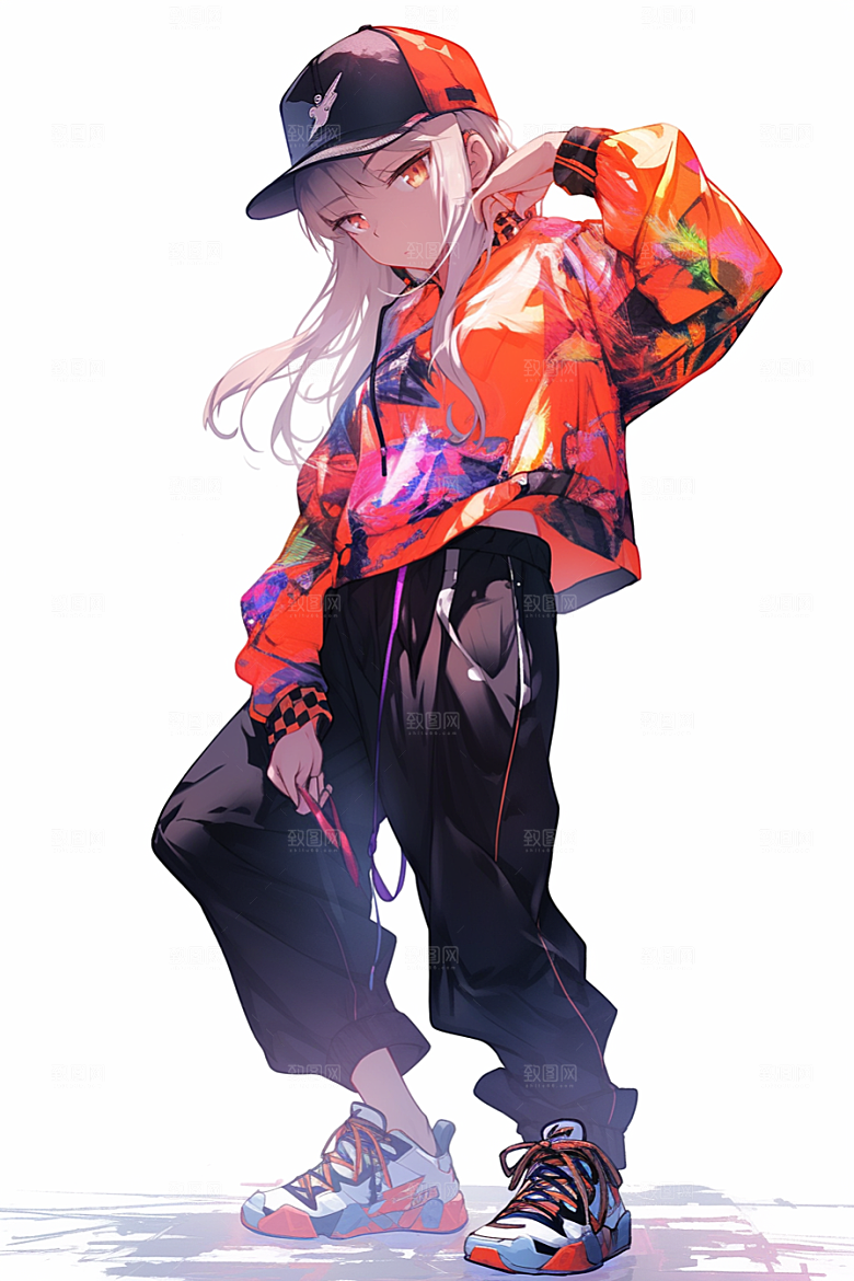 棒球帽人物阳光元气插画