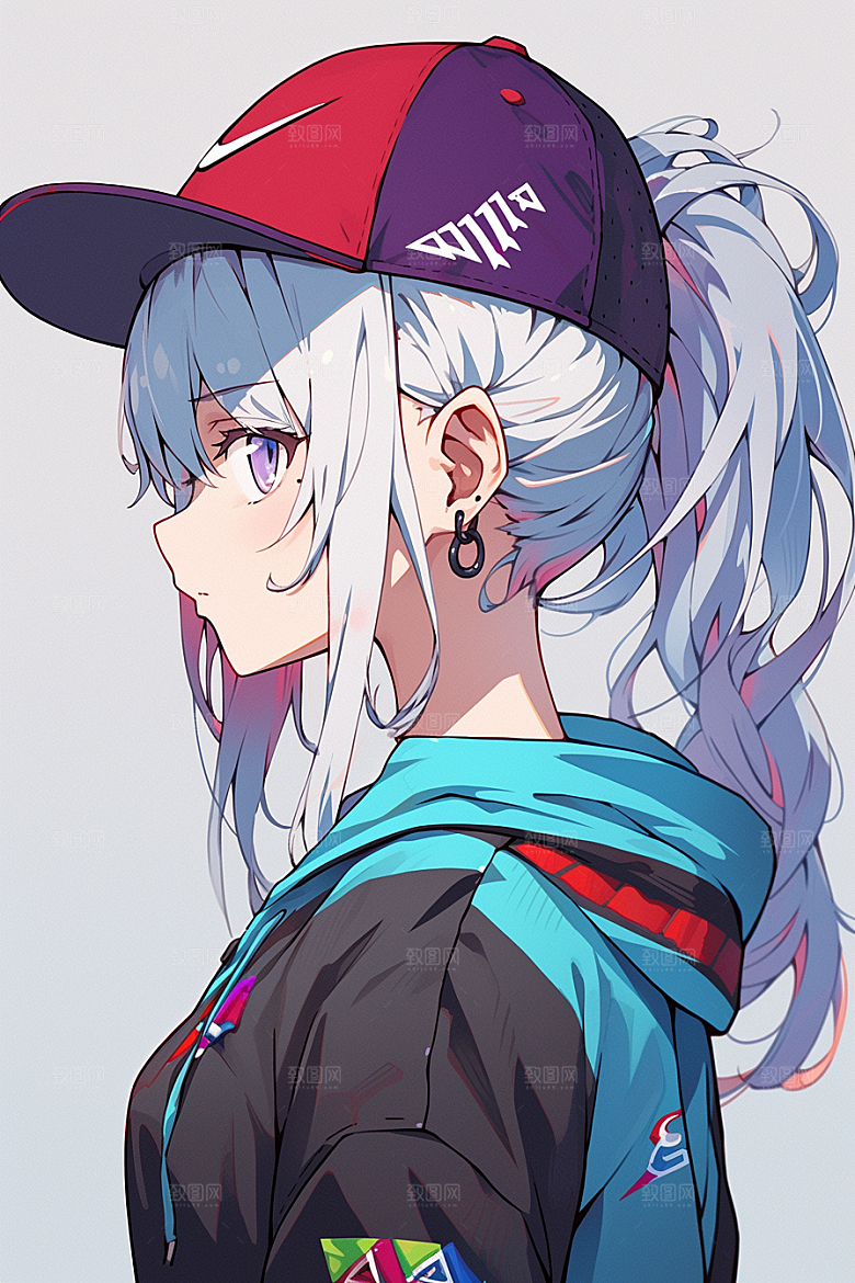 棒球帽人物元气阳光插画