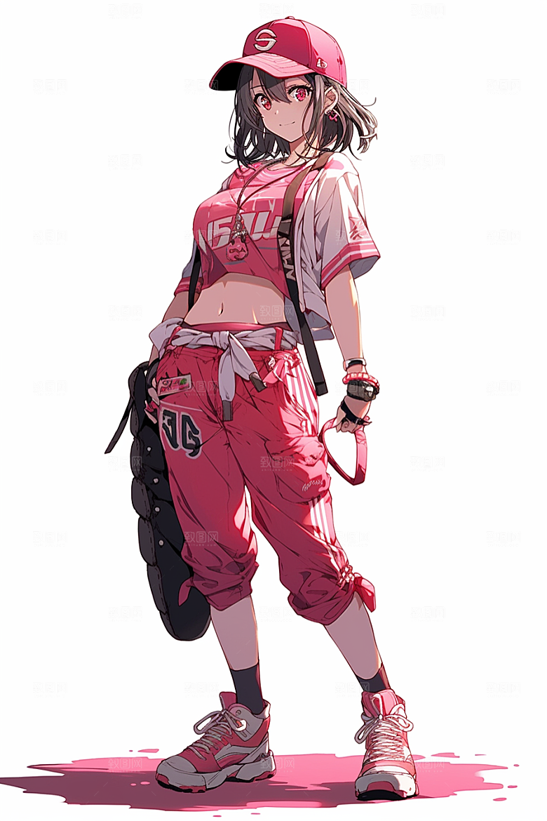 棒球帽人物活力运动插画