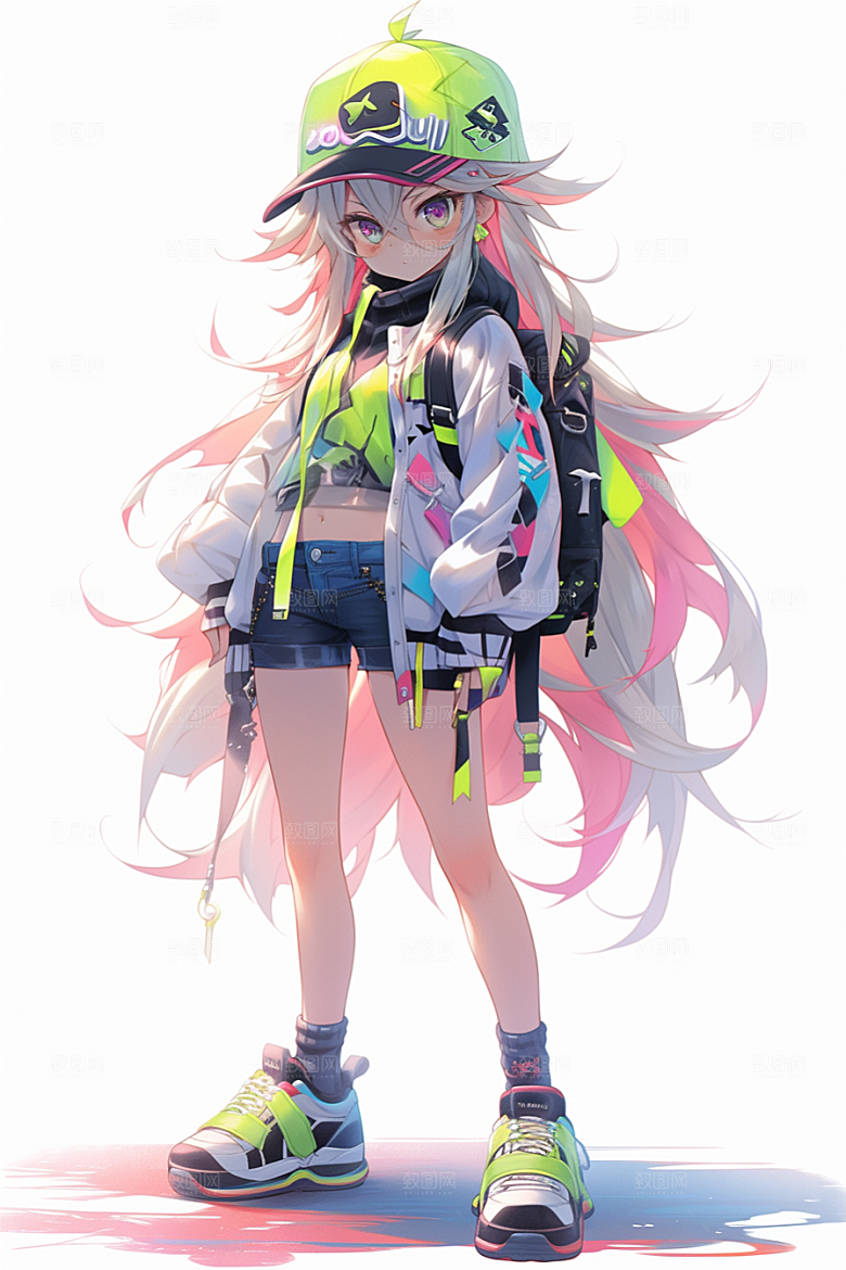 抱球帽人物简约元气插画