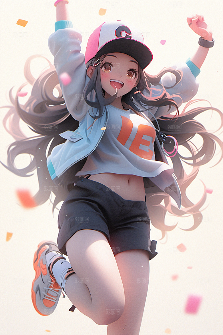 抱球帽人物帅气简约插画