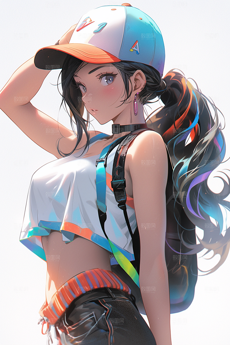 抱球帽人物青春少年感插画