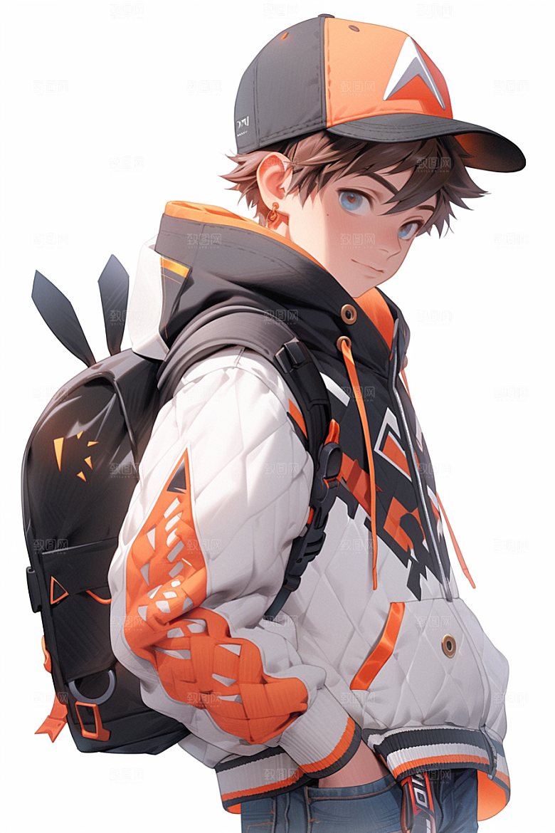抱球帽人物少年感青春插画