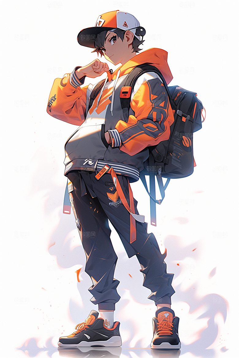 抱球帽人物青春少年感插画