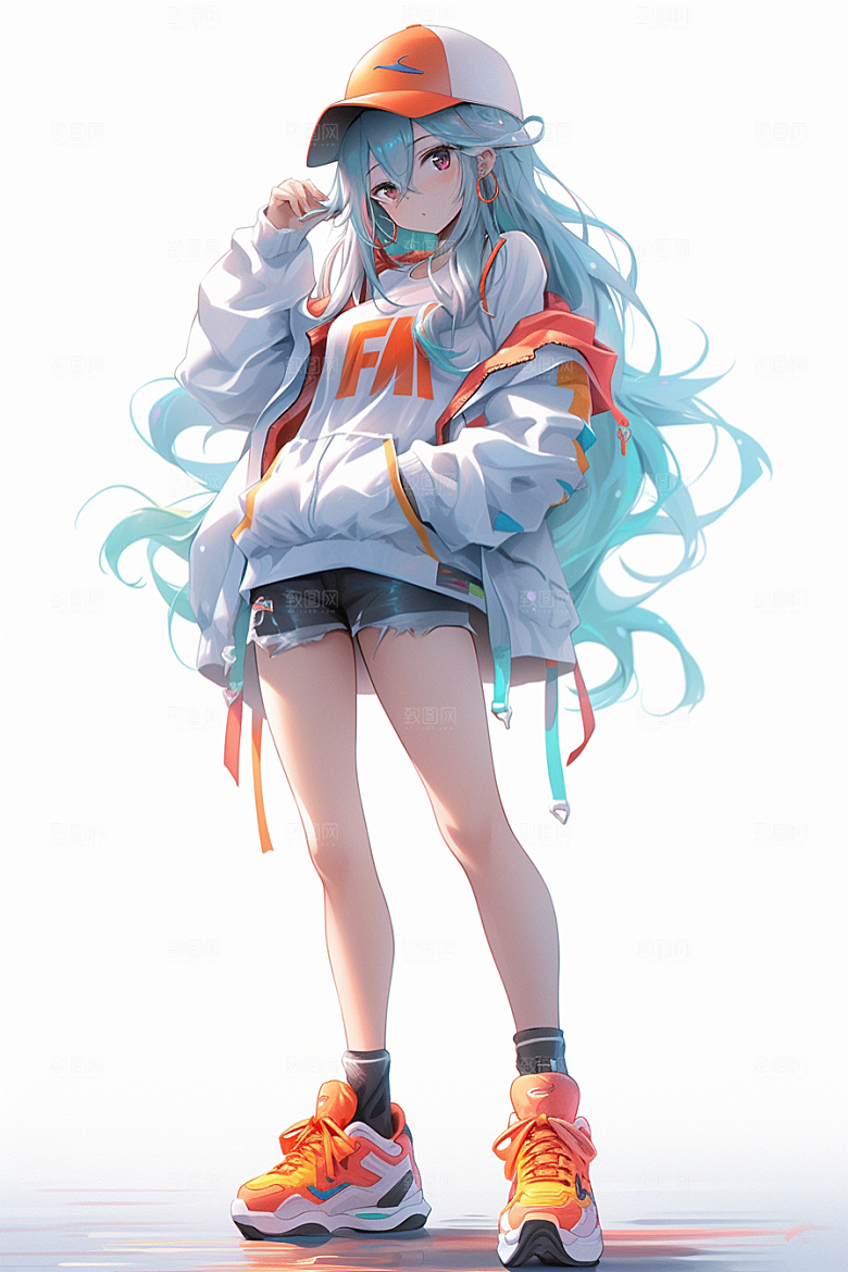 抱球帽人物时尚青春插画