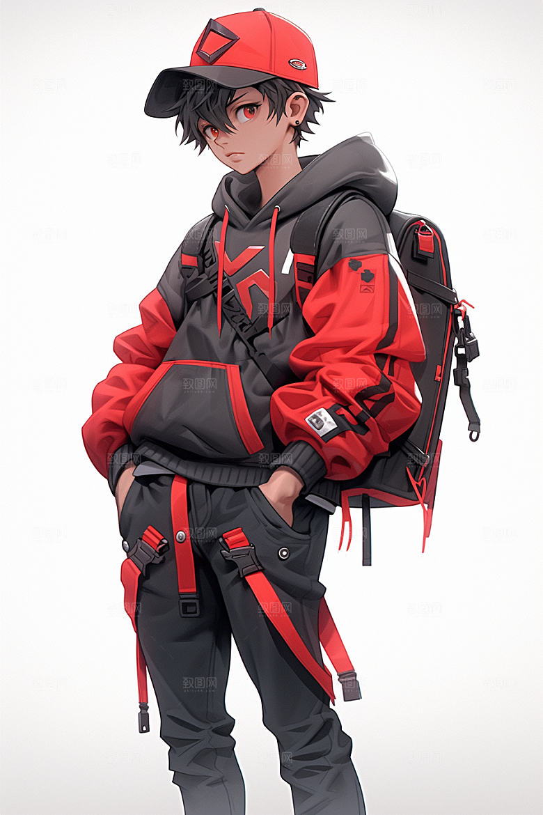 抱球帽人物元气运动风插画
