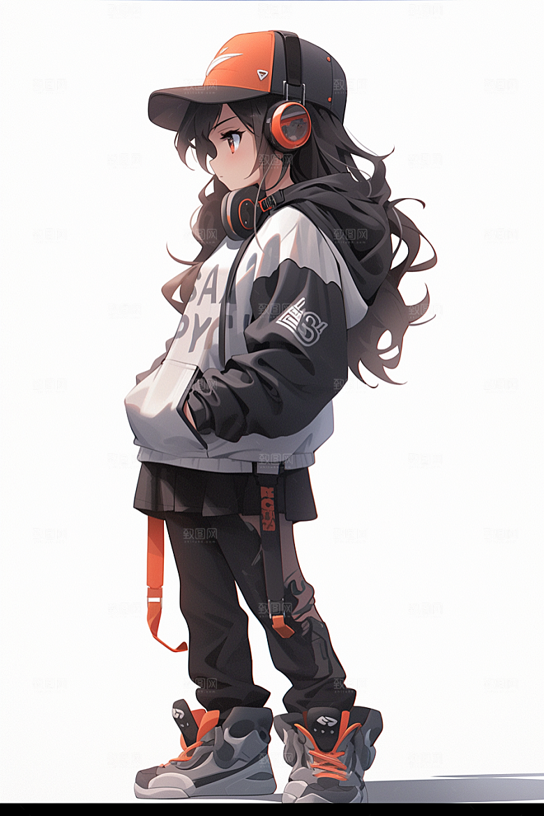 抱球帽人物高清帅气插画