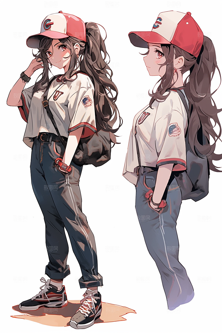 抱球帽人物高清漫画感插画