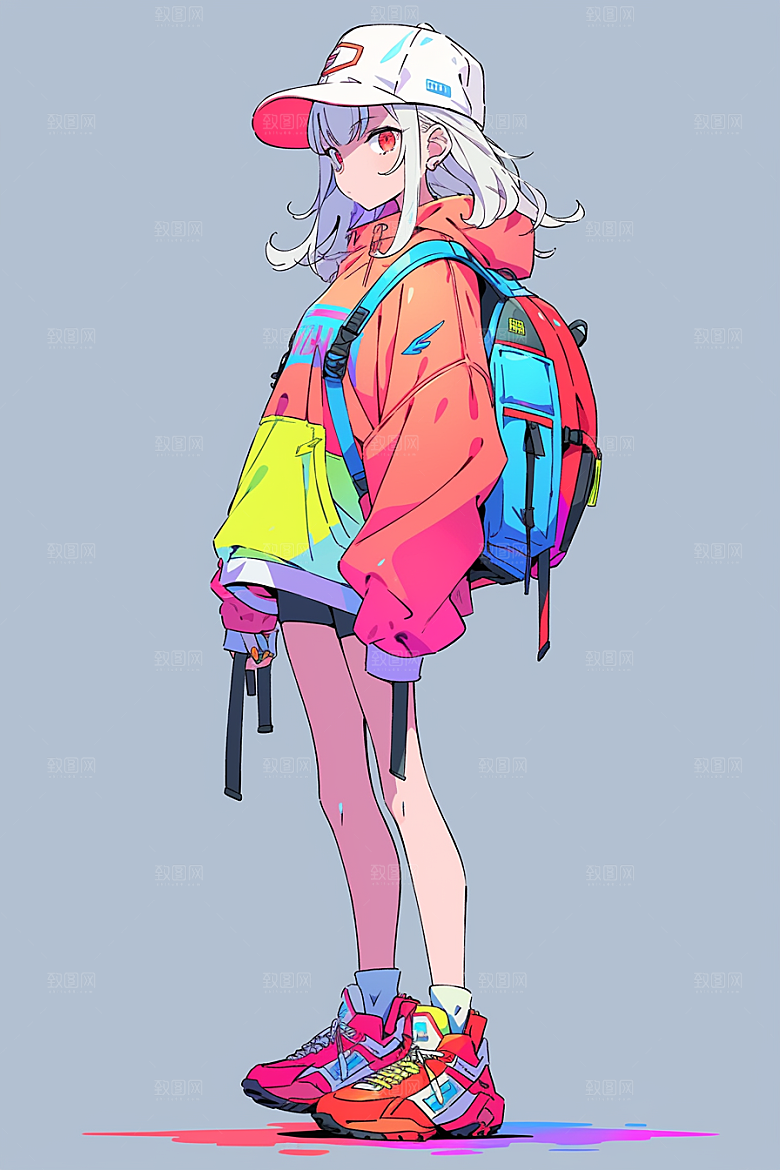 抱球帽人物简约运动风插画