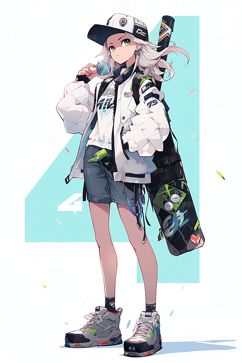抱球帽人物高清元气插画