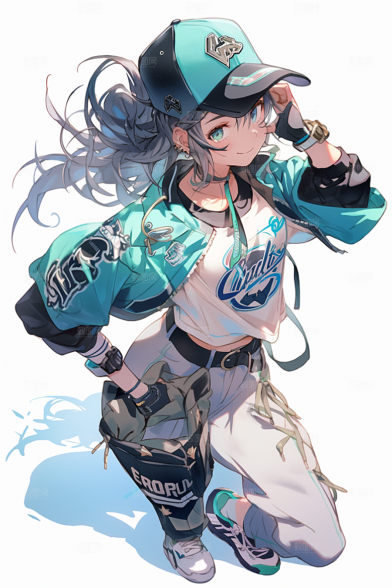 抱球帽人物青春高清插画