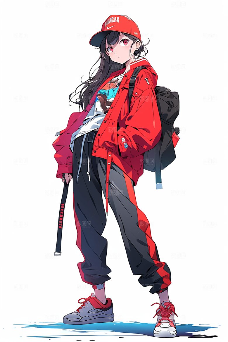 抱球帽人物帅气简约插画