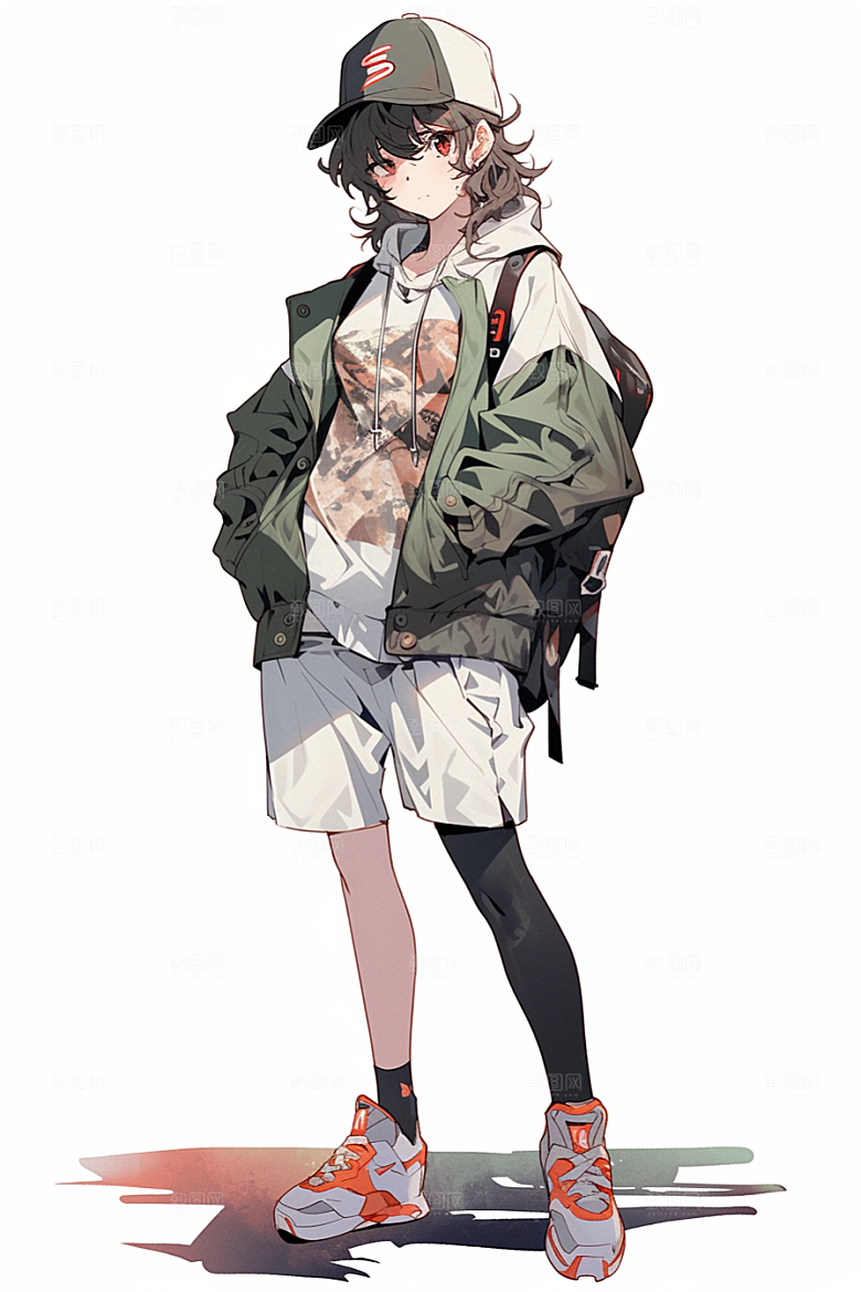 抱球帽人物青春少年感插画