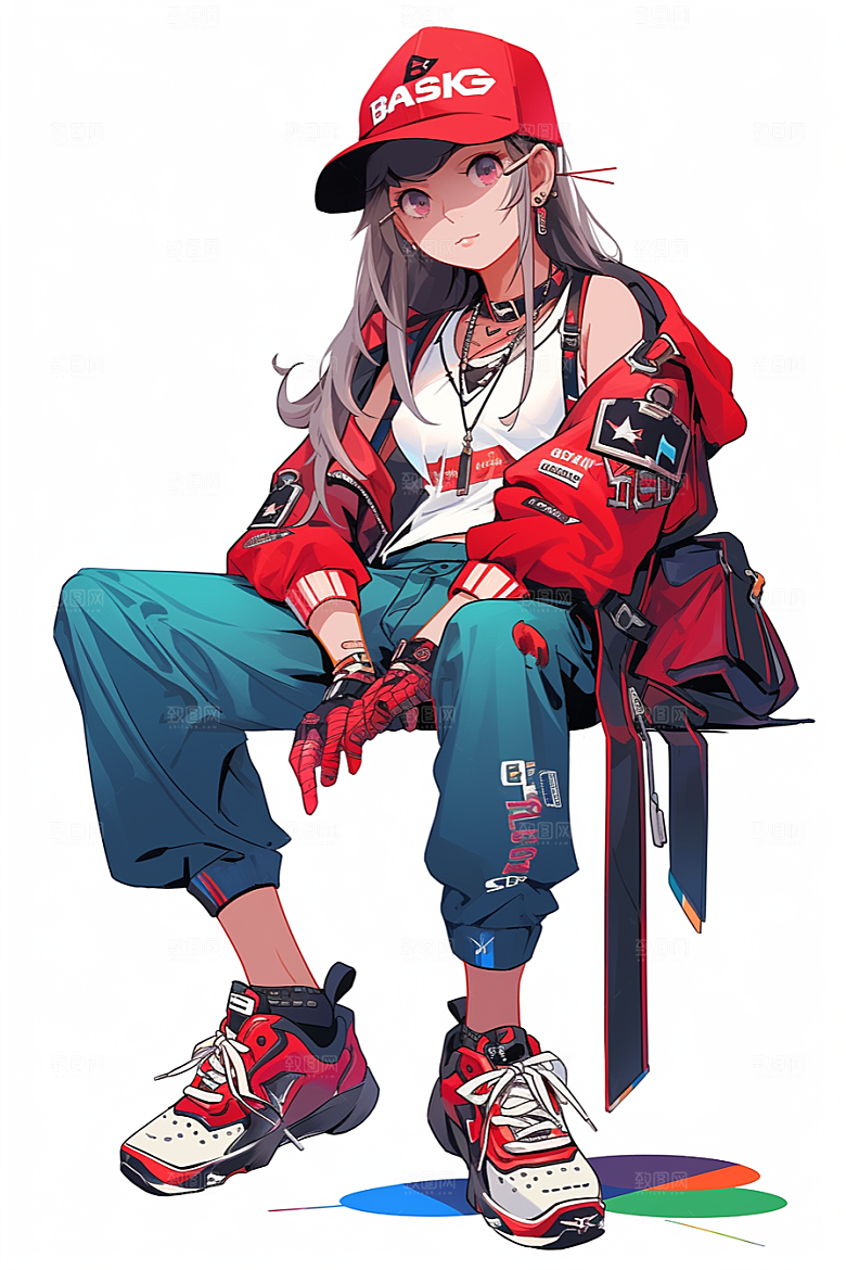 抱球帽人物漫画感动漫风插画