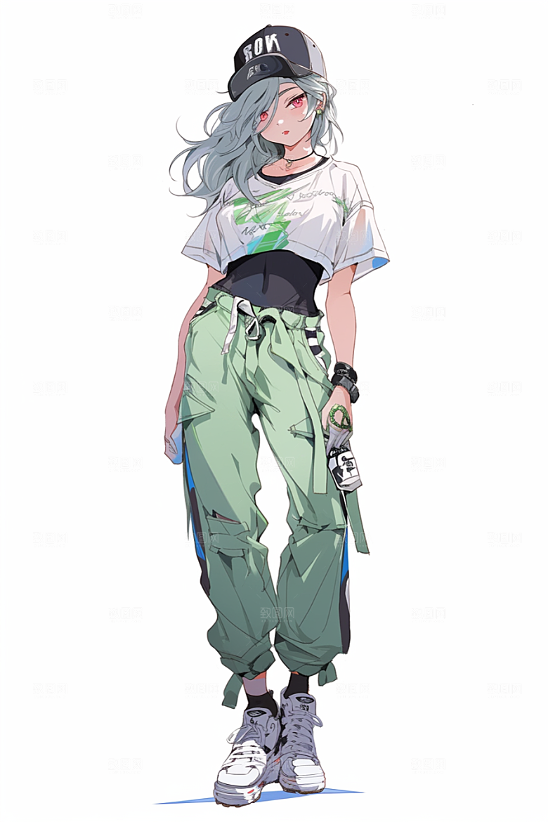 抱球帽人物运动风元气插画