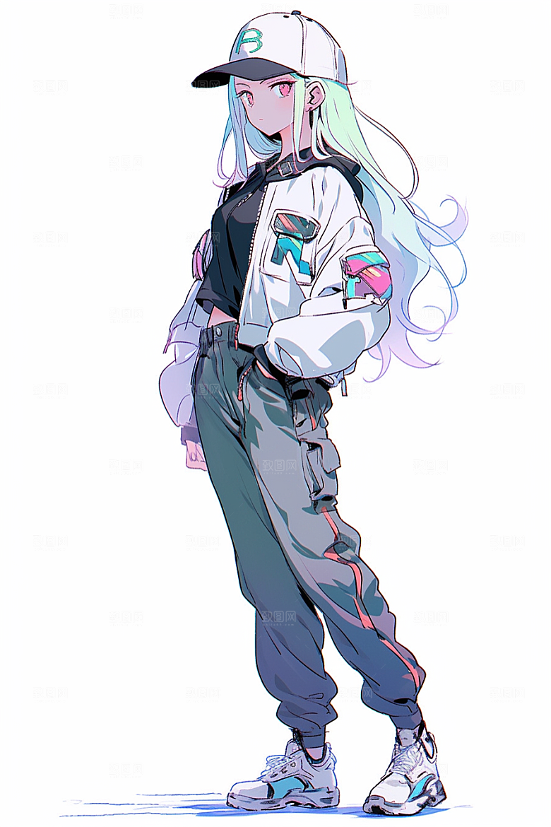 抱球帽人物时尚少年感插画