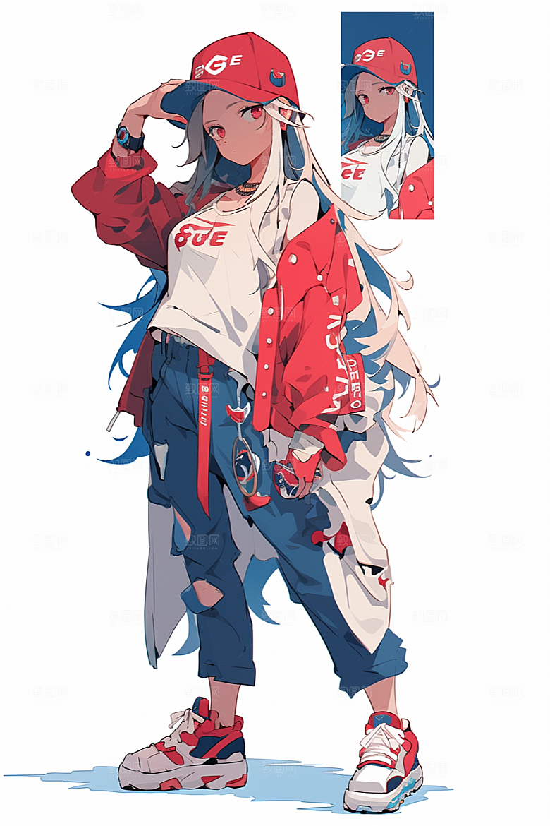 抱球帽人物时尚运动风插画