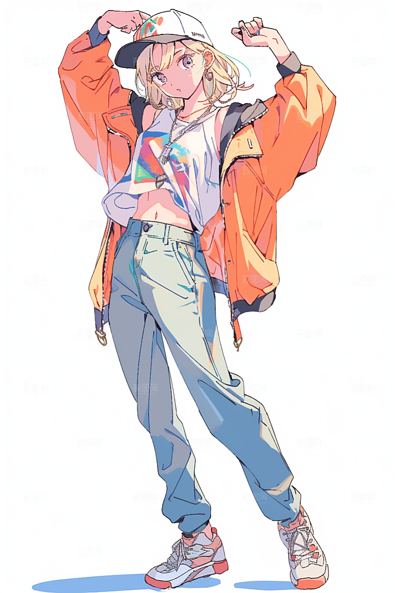 抱球帽人物运动风帅气插画