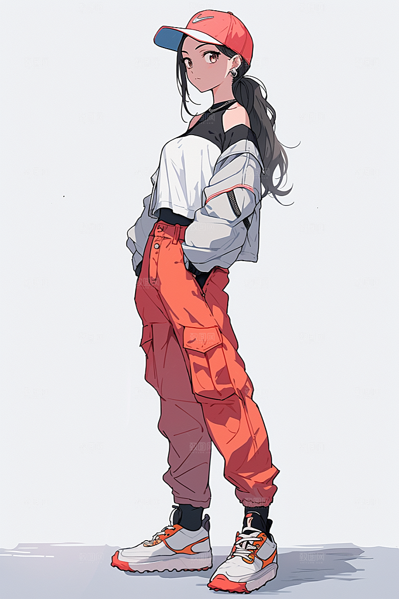 抱球帽人物高清简约插画