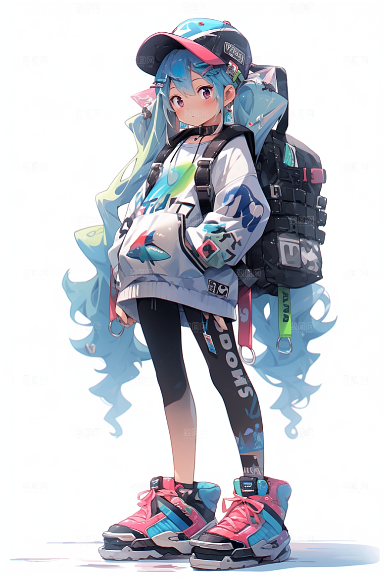 抱球帽人物运动风少年感插画