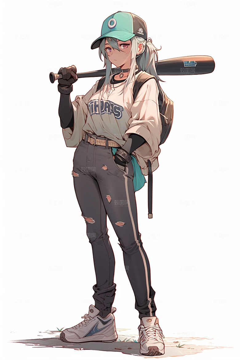 抱球帽人物青春高清插画
