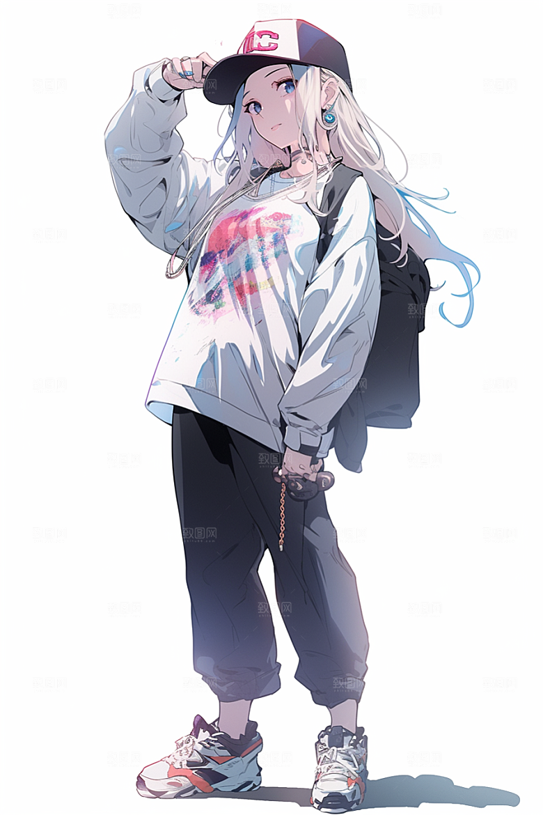 抱球帽人物运动风元气插画