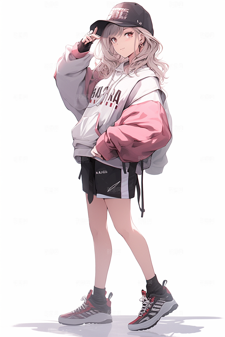 抱球帽人物运动风帅气插画
