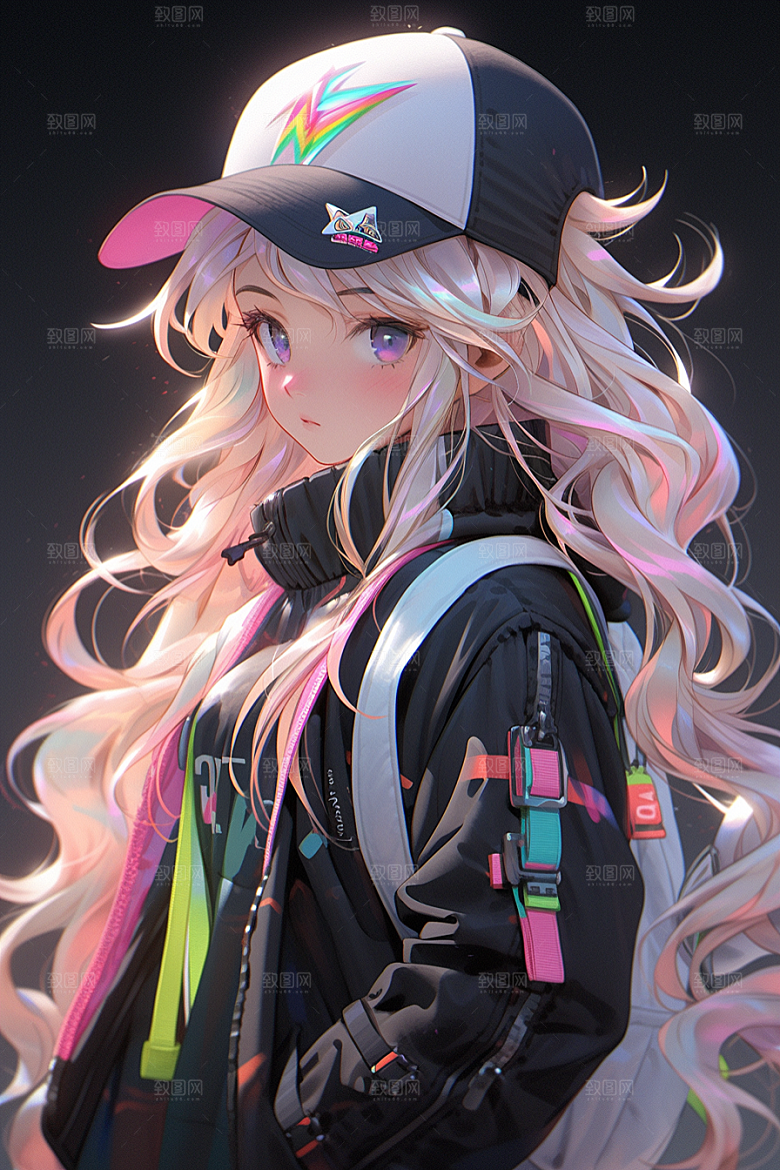 抱球帽人物简约少年感插画