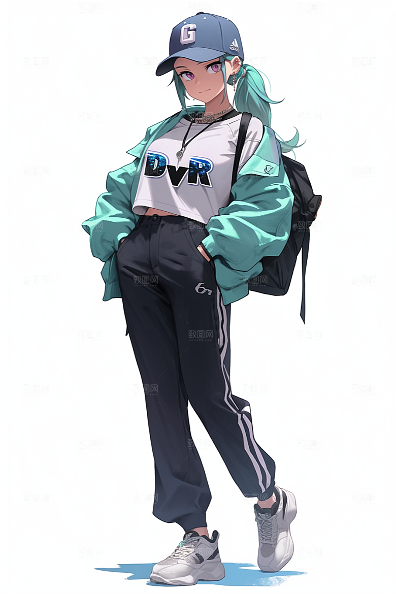 抱球帽人物高清元气插画