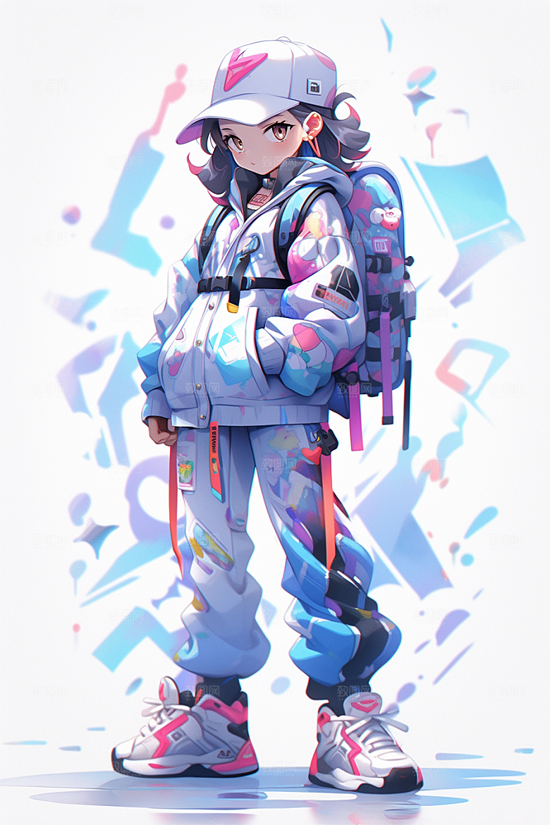 抱球帽人物高清帅气插画