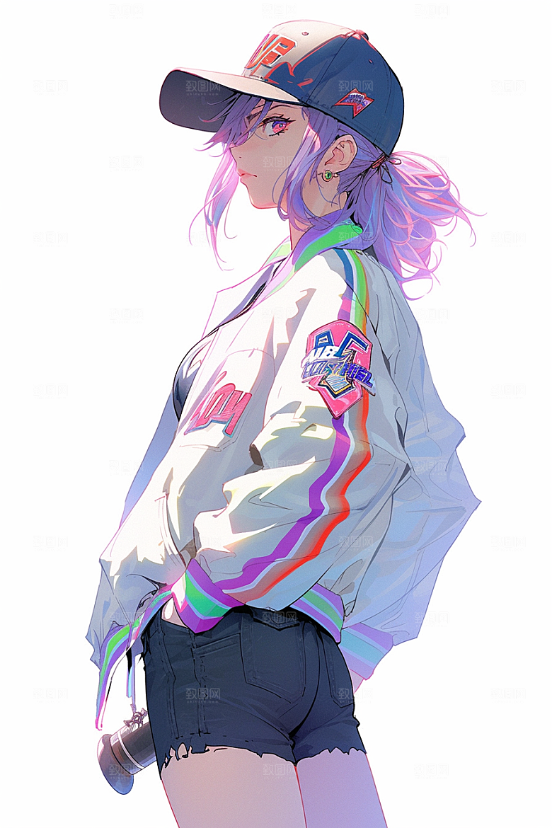 抱球帽人物帅气高清插画