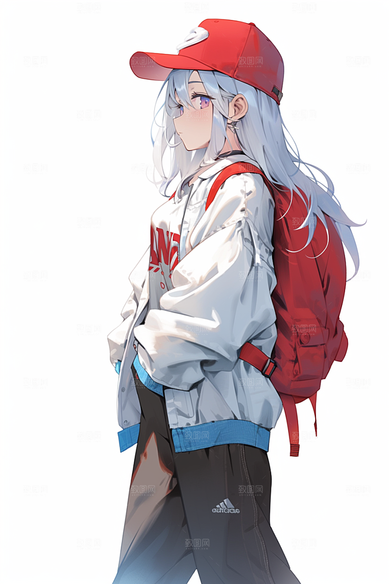 抱球帽人物高清元气插画