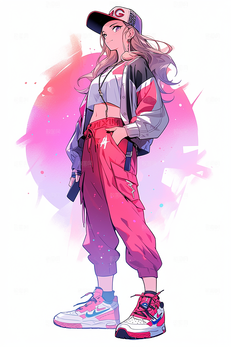 抱球帽人物少年感简约插画