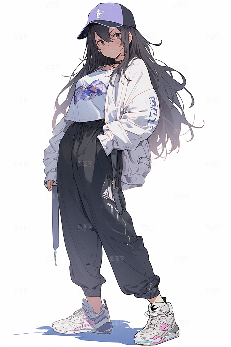 抱球帽人物运动风帅气插画