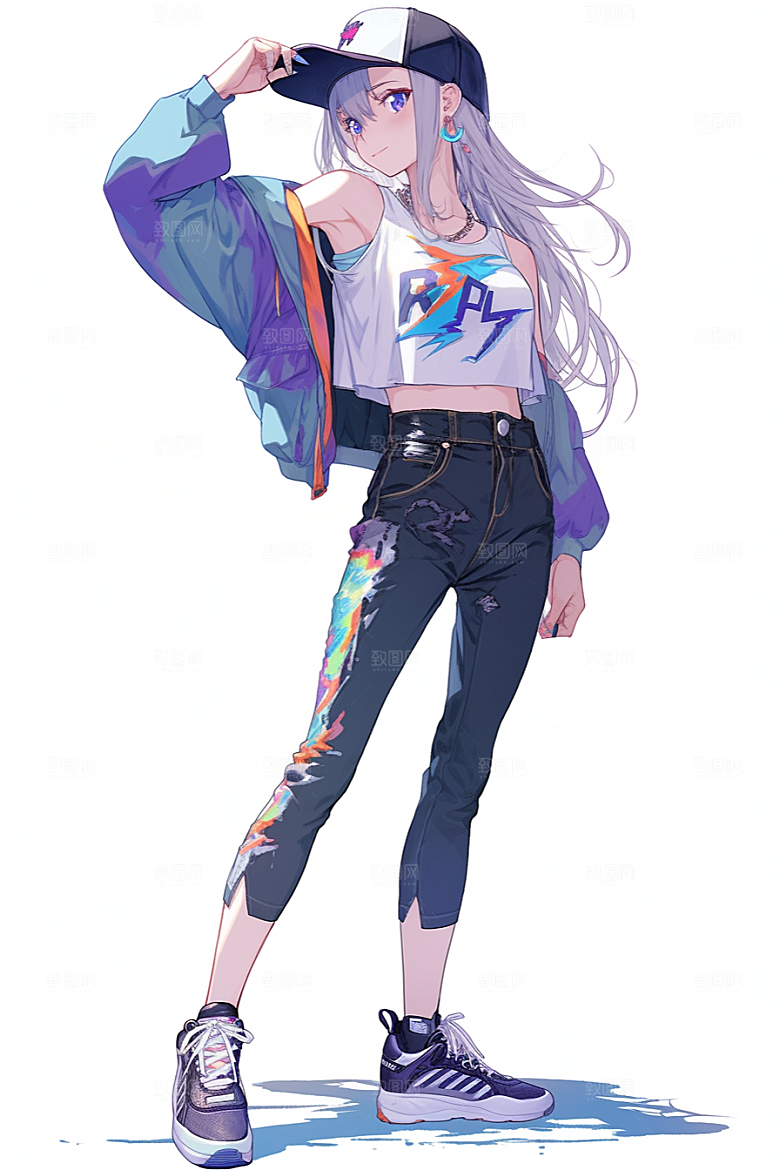抱球帽人物少年感时尚插画