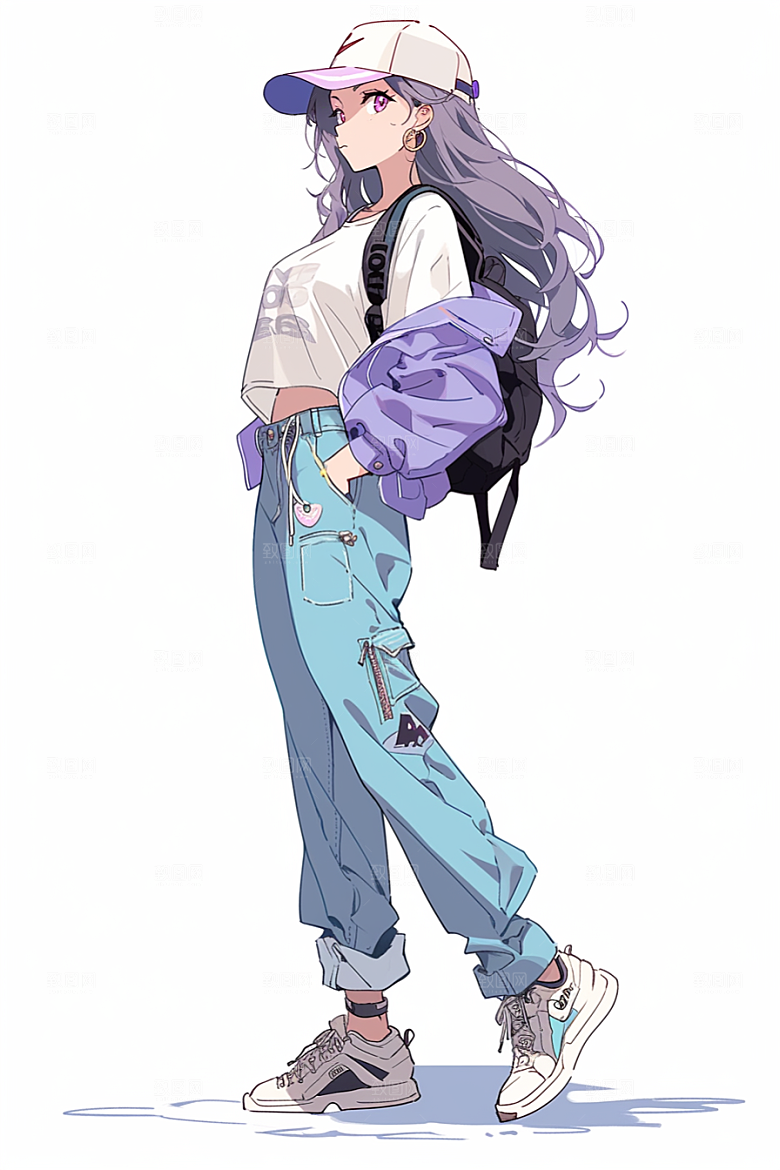 抱球帽人物运动风青春插画
