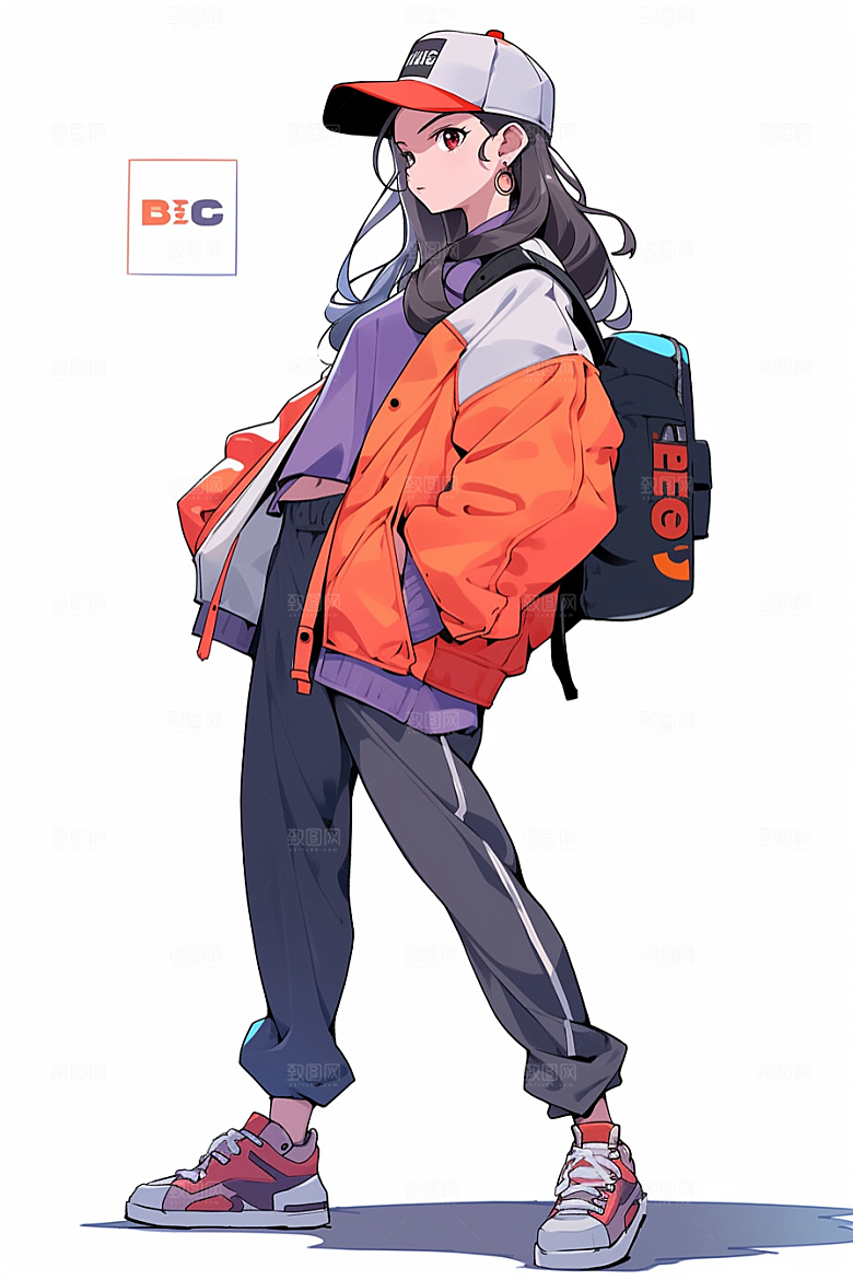 抱球帽人物时尚少年感插画