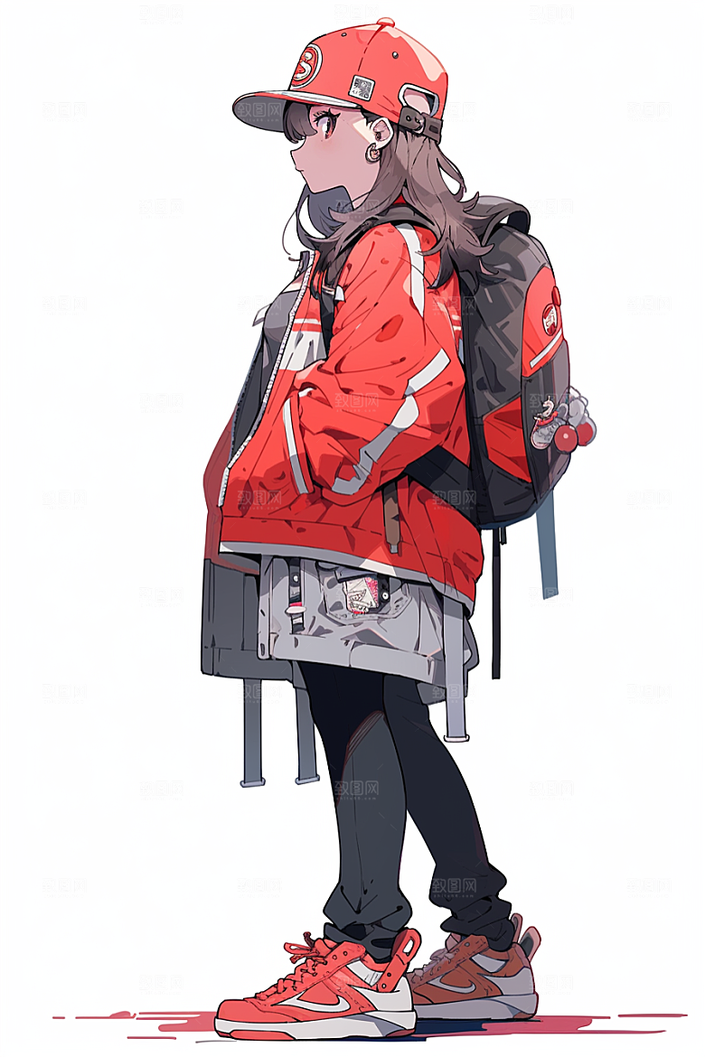 抱球帽人物时尚简约插画