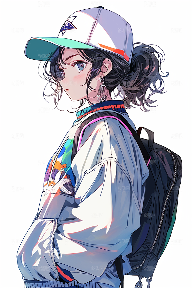 抱球帽人物运动风元气插画