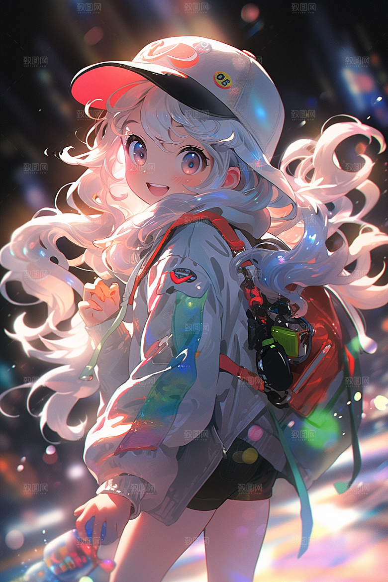抱球帽人物运动风高清插画