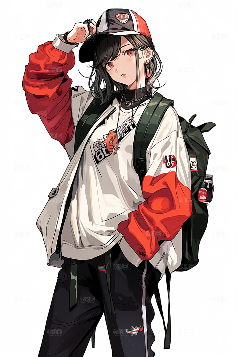 抱球帽人物简约青春插画