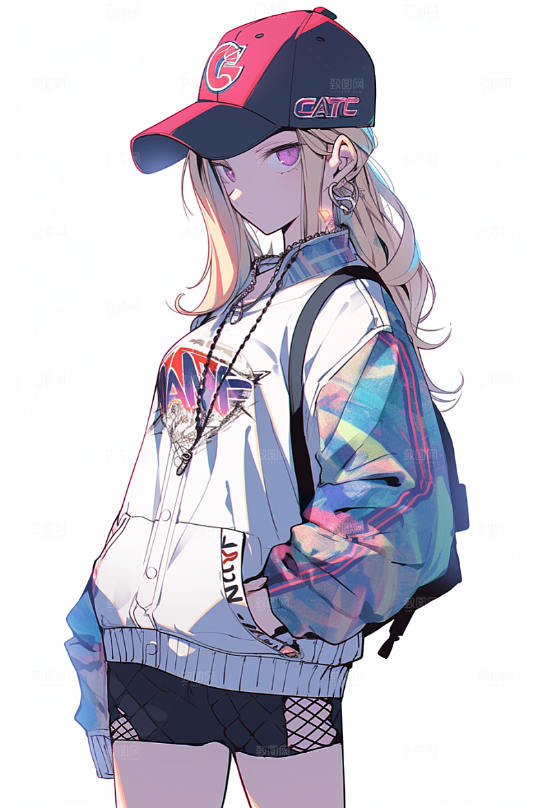 抱球帽人物漫画感运动风插画