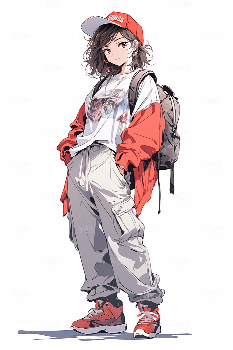 抱球帽人物简约青春插画